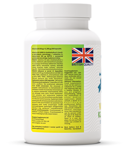NAVIGATOR Witamina D3 10 000 IU + Witamina K2 MK-7 200micg 240 kaps. na Arena.pl
