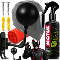 UCHWYT WIESZAK NA KASK + ŚRODEK DO CZYSZCZENIA SZYB WIZJERA MOTUL + ŚCIERKA