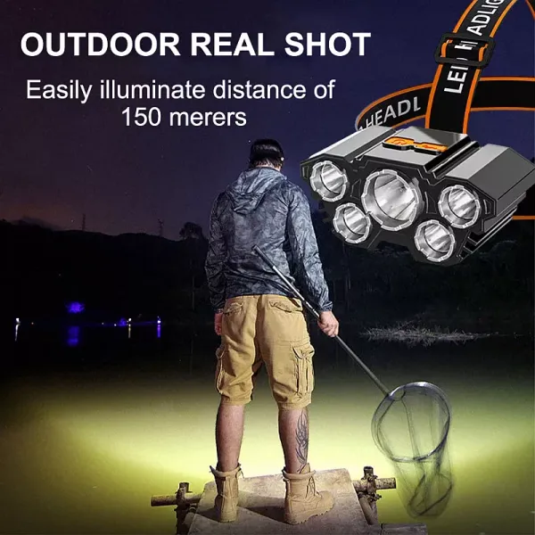 Latarka czołowa L-T21 posiada 4 tryby pracy 5 super jasnych diod LED zdjęcie 9