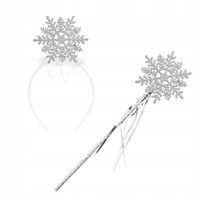 KOSTIUM ŚNIEŻKA STRÓJ ŚNIEŻYNKA ZESTAW ANIOŁEK JASEŁKA OPASKA RÓŻDŻKA 2el