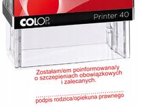 pieczątka o treści POINFORMOWANY O SZCZEPIENIACH - dla lekarza pielęgniarki