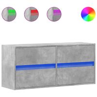 Ścienna szafka TV z LED, szarość betonu, 100x31x45 cm