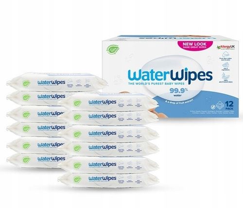 WaterWipes Chusteczki nawilżane BIO 12x60szt 99,9% wody delikatne na Arena.pl