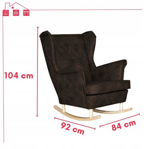 Fotel uszak eko skóra skandynawski bujany Ari CIEMNOBRĄZOWY na Arena.pl
