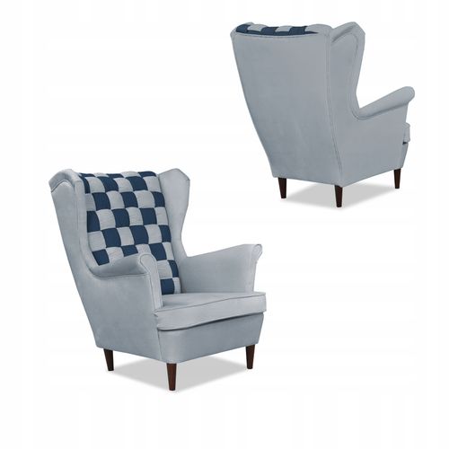 Zestaw uszak CAROL DUO sofa fotele Family Meble szaro - granatowy na Arena.pl