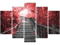 OBRAZ STAIRS TO HEAVEN SCHODY DREWNIANE DRZEWA TRZY KOLORY