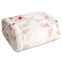 Koc narzuta POWDERY 150x200 Design91 biały różowy w kwietne bukiety