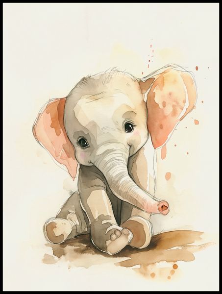 Plakat 75x100cm Siwy Słonik zdjęcie 2