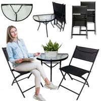 ZESTAW MEBLI NA BALKON OGRÓD TARAS KOMPLET LIPARI + 2x KRZESŁA LOBOS CZARNY
