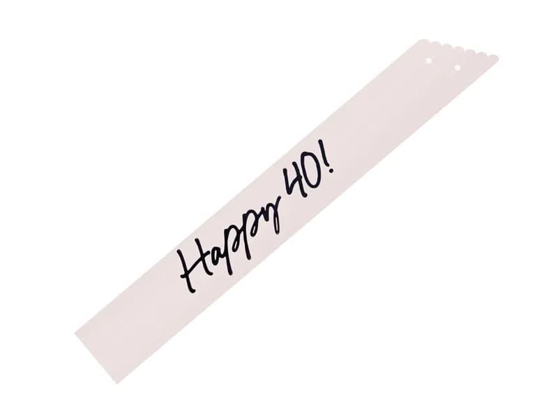 Szarfa urodzinowa kremowa Happy 40! zdjęcie 1