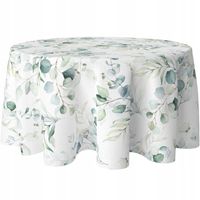 OBRUS OKRĄGŁY NA STÓŁ DEKORACYJNY 120 CM PLAMOODPORNY KOŁO WZÓR LIŚCIE 073