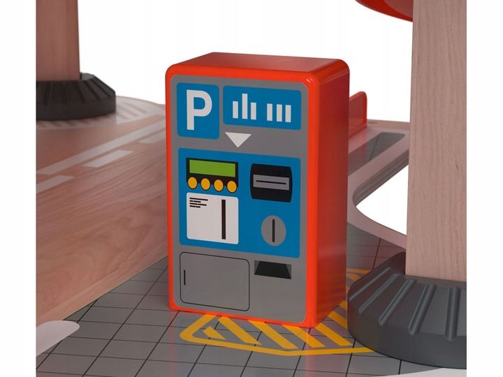 DUŻY DREWNIANY PARKING Z SAMOCHODAMI RUCHOMA WINDA zdjęcie 5