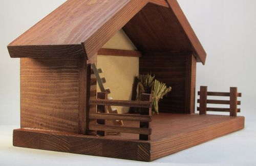 Szopka bożonarodzeniowa sosnowa +oświetlenie led brązowa na Arena.pl