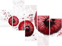 100 75CM OBRAZ 5 ELEM CZERWONE DMUCHAWCE ŚCIENNY
