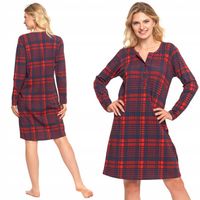 KOSZULA NOCNA DAMSKA BAWEŁNIANA W KRATKĘ ROZPINANA WYGODNA STYLOWA MORAJ S