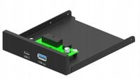 2 x Panel przedni front panel do komputera PC wewnętrzny USB + USB-C czarny