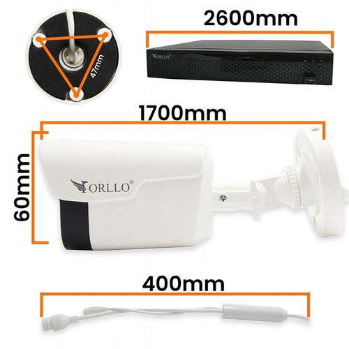 Zestaw Monitoringu 4 Kamery IP POE Zewnętrzne ORLLO ECO BULLET 4xLAN GRATIS na Arena.pl