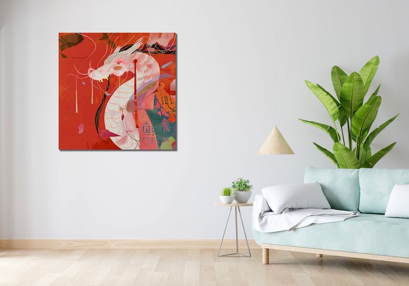 Obraz 90x90cm Orientacyjny Smok zdjęcie 2