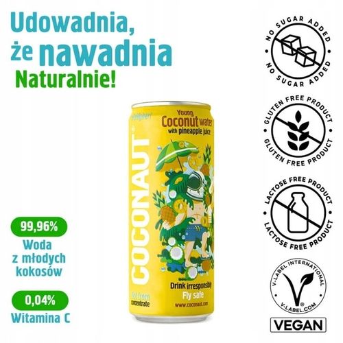 Woda kokosowa Coconaut z sokiem ananasowym 12 x 320ml niegaz na Arena.pl
