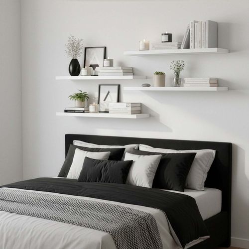 Półki ścienne 4 szt. na przyprawy, książki półki wiszące nowoczesne białe na Arena.pl