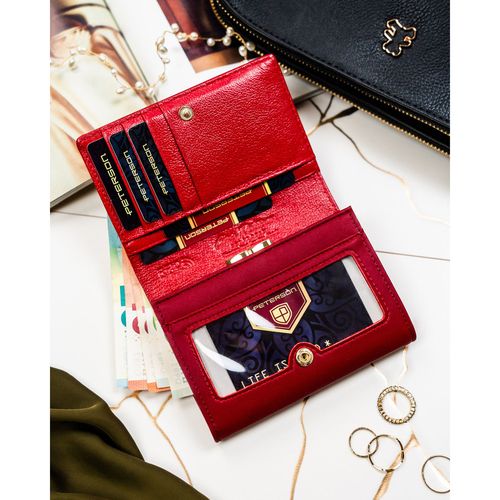 czerwony portfel damski zamykany na zatrzask - peterson na Arena.pl