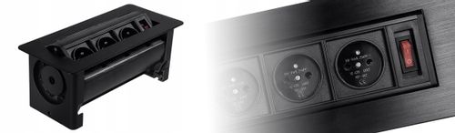 Gniazdo blatowe wpuszczane do biurka obrotowe mediaport 230v SPS-O33B na Arena.pl