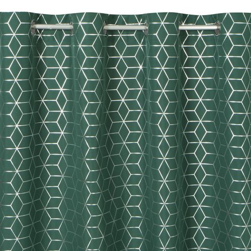 Zasłona gotowa na przelotkach CUBE 140x250 Eurofirany ciemny zielony/srebrny na Arena.pl