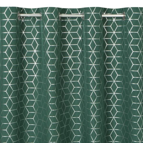Zasłona gotowa na przelotkach CUBE 140x250 Eurofirany ciemny zielony/srebrny zdjęcie 3