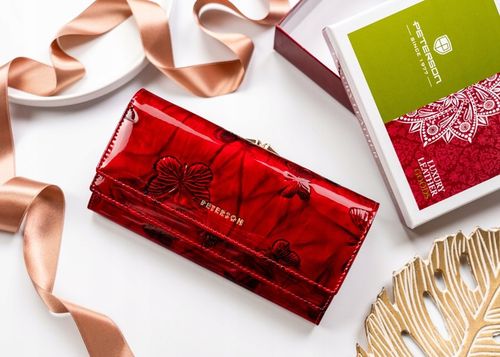 Portfel damski skórzany PETERSON duży czerwony super pojemny RFID STOP kart na Arena.pl