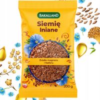 SIEMIĘ LNIANE naturalne ziarno Bakalland 200G brązowe LEN nasiona lnu