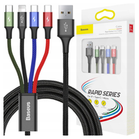 Kabel USB Baseus Fast 4w1 2xUSB-C / Lightning / Micro 3,5A 1.2m (czarny)