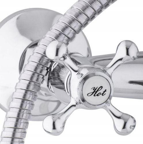 Bateria wannowa z prysznicem ścienna retro dwuuchwytowa kran do wanny chrom na Arena.pl