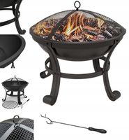 PALENISKO OGRODOWE STALOWE GRILL Ø 55 cm CZARNY POKRYCIE DO OGRODU NA TARAS