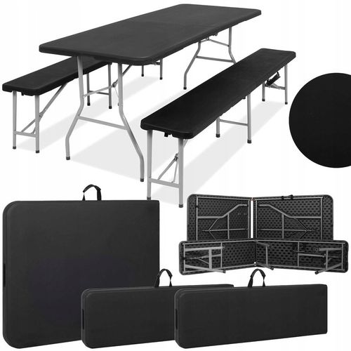 ZESTAW STÓŁ CATERINGOWY BANKIETOWY TURYSTYCZNY OGRODOWY CAMPINGOWY +2 ŁAWKI na Arena.pl