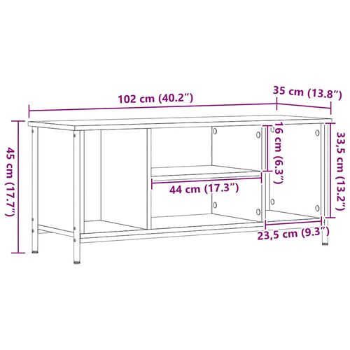 Szafka RTV Czarny dąb 102 x 35 x 45 cm Materiał drewnopochodny na Arena.pl