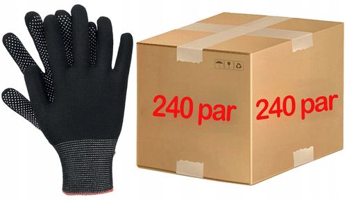 rękawice robocze / czarne / rozmiar: 9 - l / ox-dotua_bw - 240 szt. na Arena.pl