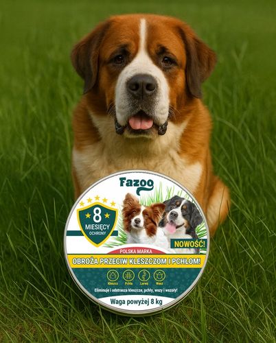 OBROŻA NA KLESZCZE i Pchły dla Dużego Psa Antykleszczowa 8 Miesięcy Fazoo na Arena.pl