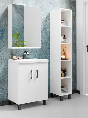 Szafka łazienkowa VIKI 50 z umywalką biała na Arena.pl