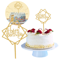 topper na tort happy birthday dekoracja ciasta urodzinowego ozdoba złota