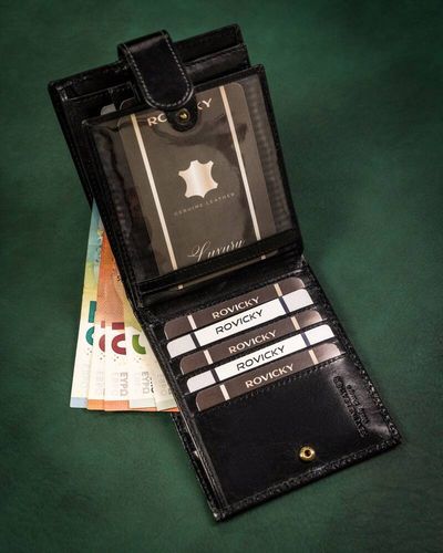 duży, skórzany portfel męski na zatrzask - rovicky na Arena.pl