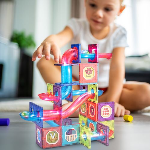 Klocki Magnetyczne 3D Świecące Konstrukcyjne Edukacyjne 83 elementy na Arena.pl