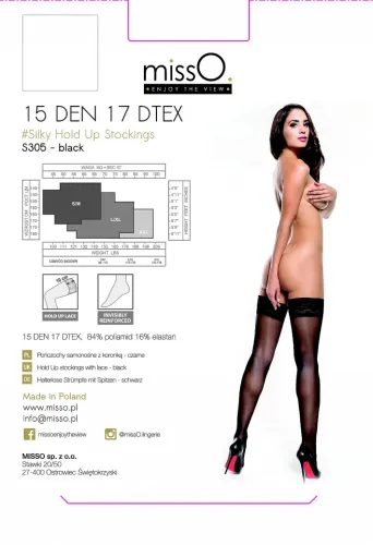 misso s305 pończochy samonośne czarne xxl 15den koronka na Arena.pl