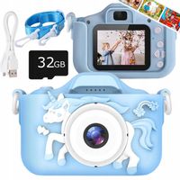 Aparat cyfrowy fotograficzny dla dzieci jednorożec smycz kabel + karta 32GB