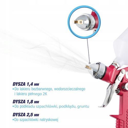 Pistolet Lakierniczy do malowania 1,4 + 1,8 + 2,5 na Arena.pl
