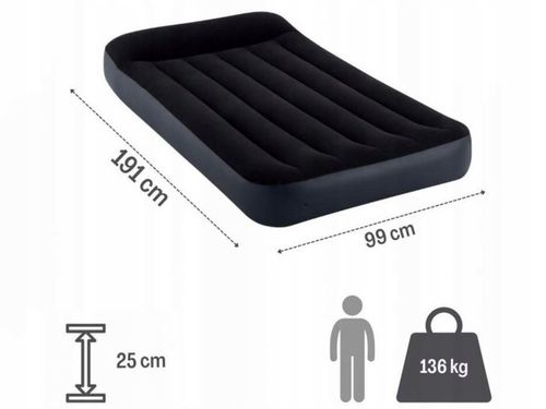 HQ Materac 1-osobowy Dmuchany Welurowy Turystyczny Łóżko 191x99x25cm Intex na Arena.pl