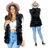 BEZRĘKAWNIK KAMIZELKA FUTRZANA CIEPŁA LEKKA KOBIECA MIĘCIUTKA DAMSKA CZARNA