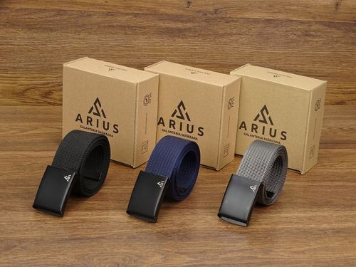 Czarna KLAMRA METAL Arius ZESTAW 3 PASKI PARCIANE do spodni 125cm unii sex na Arena.pl