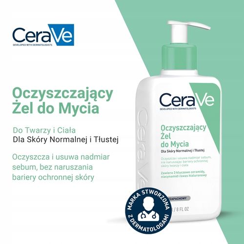 CeraVe, żel do mycia z ceramidami dla skóry normalnej i tłustej, 473 na Arena.pl