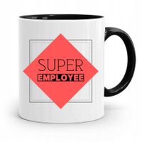 Dla Pracownika Kubek Czarny Super Employee Z Nadrukiem Ze Zdjęciem