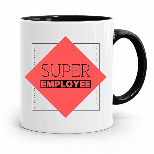 Dla Pracownika Kubek Czarny Super Employee Z Nadrukiem Ze Zdjęciem zdjęcie 1